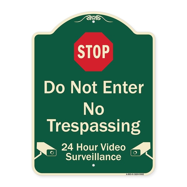 Signmission Designer Series-Do Not Enter 24 Hour Video Surveillance Heavy-Gauge Aluminum, 24" H, G-1824-9982 A-DES-G-1824-9982 - main